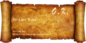 Orián Kán névjegykártya